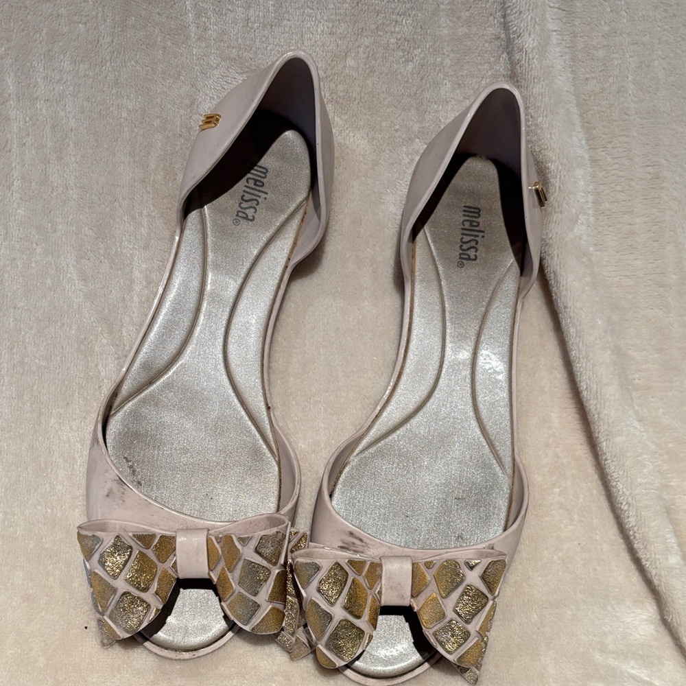 Melissa Women's Peep-Toe Heels - Cream and Gold in 6.5
